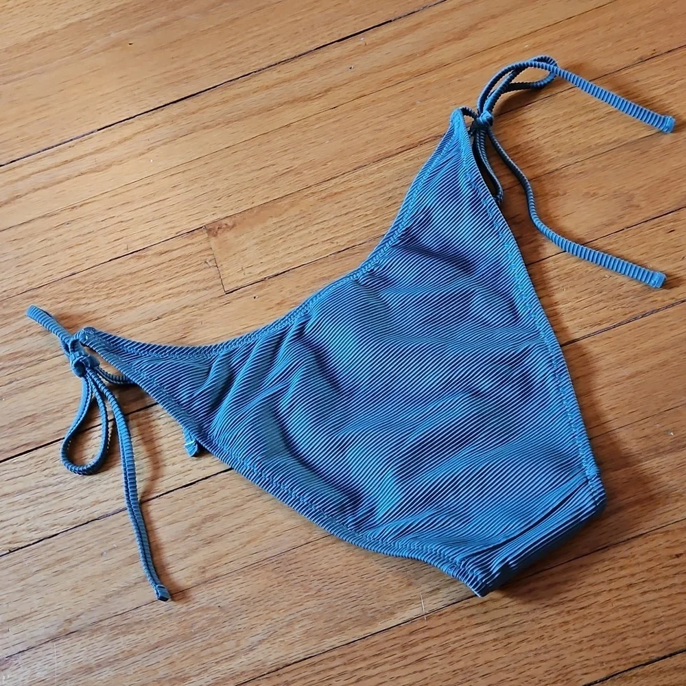 J Crew Green-Gray Textured Bikini Bottom, Side Tie, New With Tags & Liner, Sz S